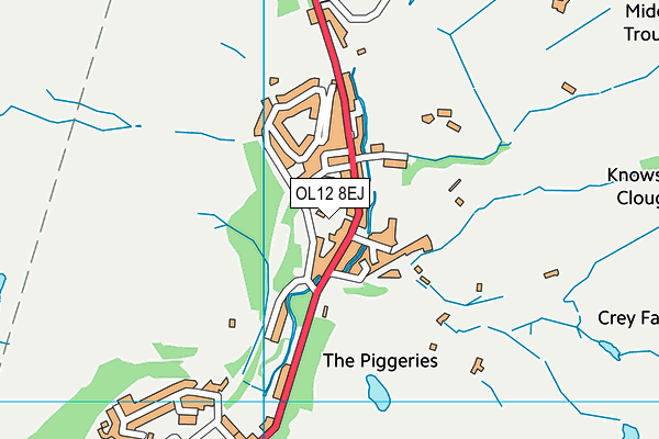 OL12 8EJ map - OS VectorMap District (Ordnance Survey)