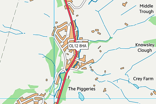 OL12 8HA map - OS VectorMap District (Ordnance Survey)