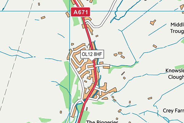 OL12 8HF map - OS VectorMap District (Ordnance Survey)