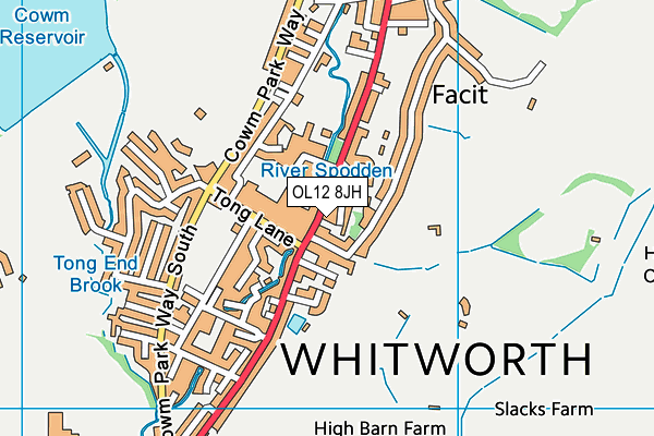 OL12 8JH map - OS VectorMap District (Ordnance Survey)