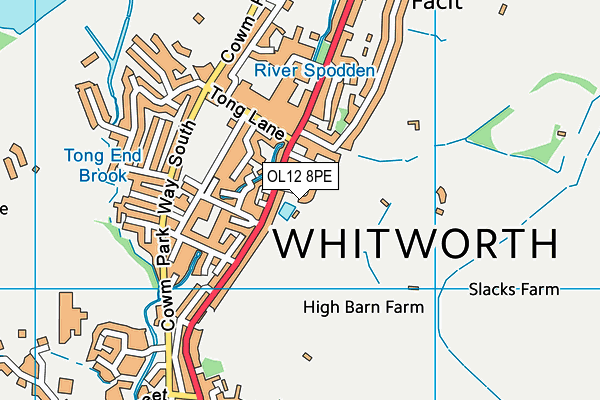 OL12 8PE map - OS VectorMap District (Ordnance Survey)