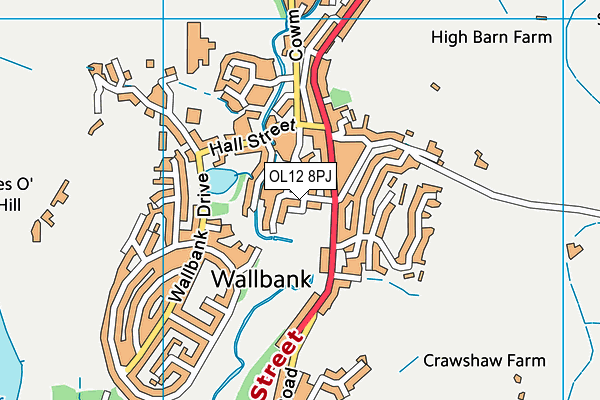 OL12 8PJ map - OS VectorMap District (Ordnance Survey)