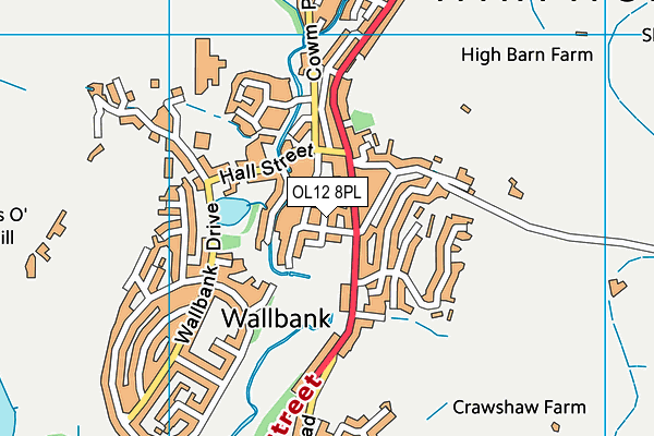 OL12 8PL map - OS VectorMap District (Ordnance Survey)