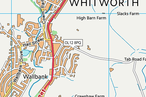 OL12 8PQ map - OS VectorMap District (Ordnance Survey)