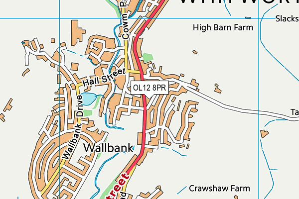 OL12 8PR map - OS VectorMap District (Ordnance Survey)