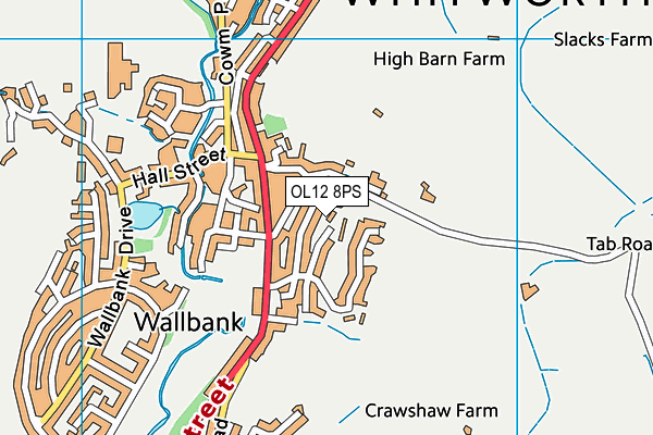 OL12 8PS map - OS VectorMap District (Ordnance Survey)