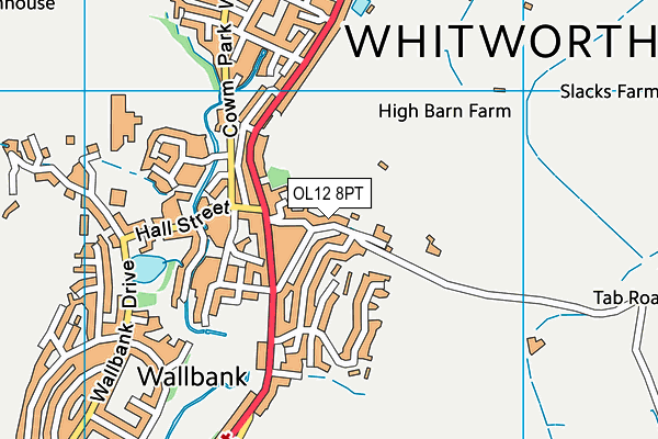 OL12 8PT map - OS VectorMap District (Ordnance Survey)