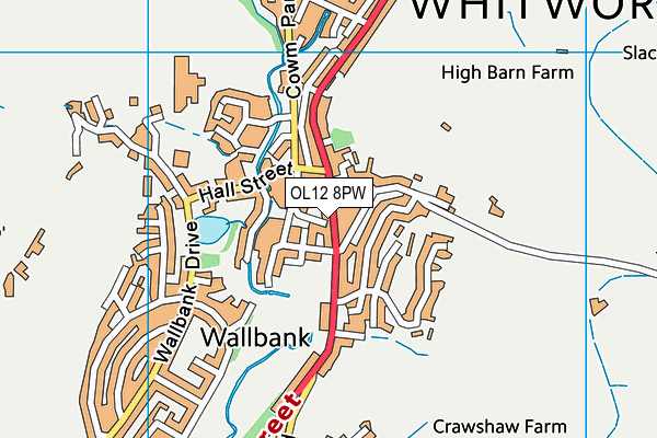 OL12 8PW map - OS VectorMap District (Ordnance Survey)