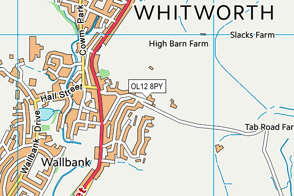 OL12 8PY map - OS VectorMap District (Ordnance Survey)