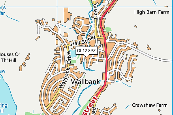 OL12 8PZ map - OS VectorMap District (Ordnance Survey)