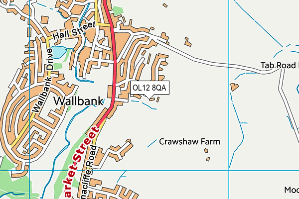 OL12 8QA map - OS VectorMap District (Ordnance Survey)