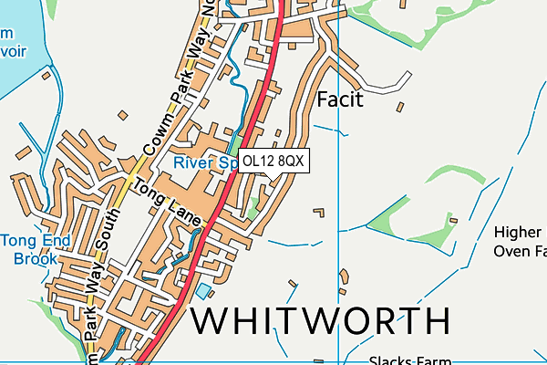 OL12 8QX map - OS VectorMap District (Ordnance Survey)