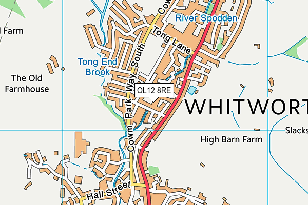 OL12 8RE map - OS VectorMap District (Ordnance Survey)