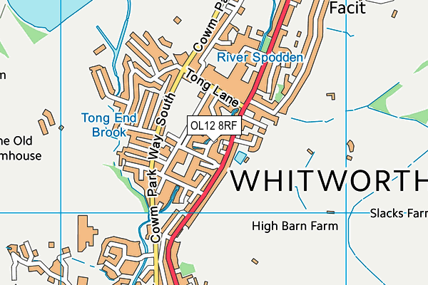 OL12 8RF map - OS VectorMap District (Ordnance Survey)