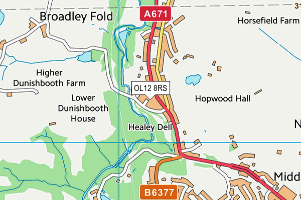 OL12 8RS map - OS VectorMap District (Ordnance Survey)