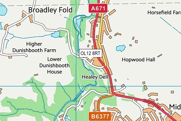 OL12 8RT map - OS VectorMap District (Ordnance Survey)