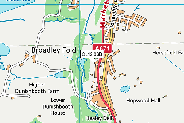 OL12 8SB map - OS VectorMap District (Ordnance Survey)