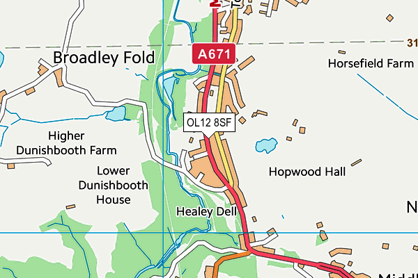 OL12 8SF map - OS VectorMap District (Ordnance Survey)