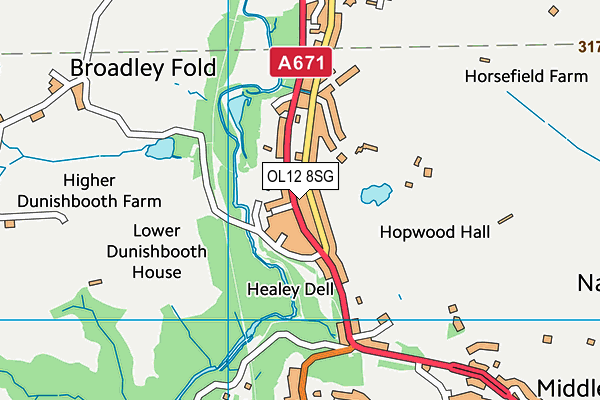 OL12 8SG map - OS VectorMap District (Ordnance Survey)