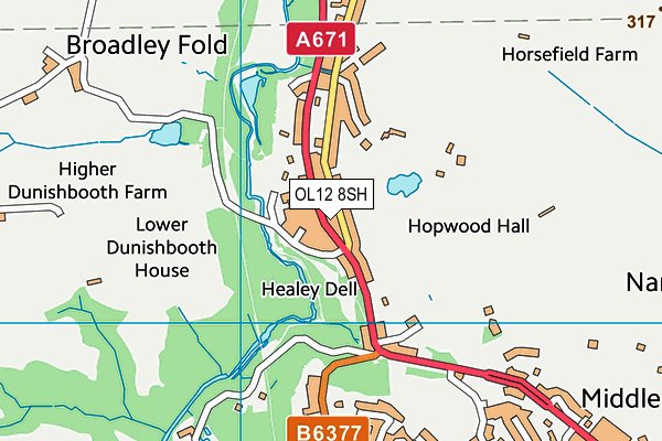 OL12 8SH map - OS VectorMap District (Ordnance Survey)