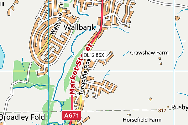 OL12 8SX map - OS VectorMap District (Ordnance Survey)