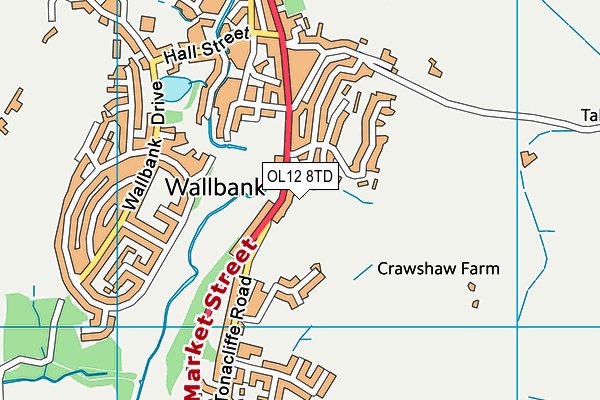 OL12 8TD map - OS VectorMap District (Ordnance Survey)