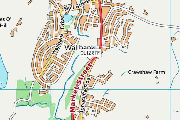 OL12 8TF map - OS VectorMap District (Ordnance Survey)