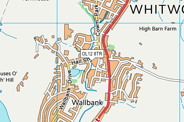 OL12 8TR map - OS VectorMap District (Ordnance Survey)
