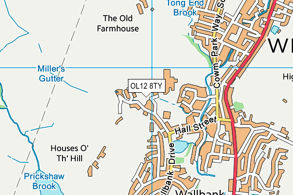 OL12 8TY map - OS VectorMap District (Ordnance Survey)