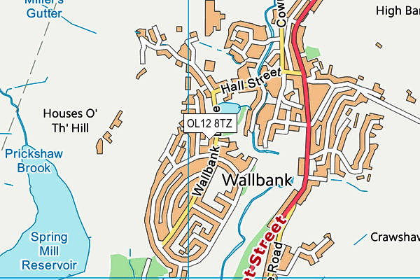 OL12 8TZ map - OS VectorMap District (Ordnance Survey)