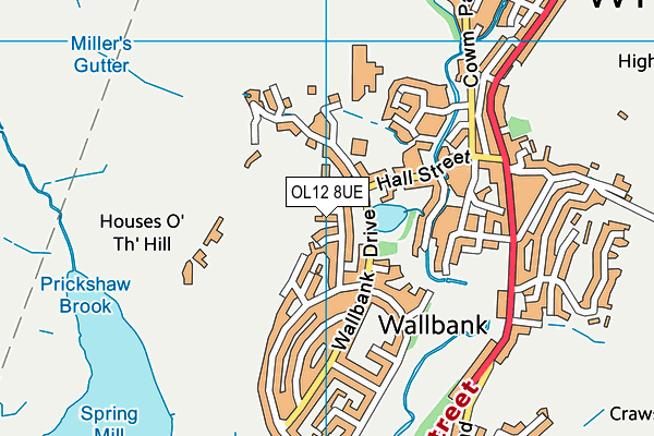 OL12 8UE map - OS VectorMap District (Ordnance Survey)
