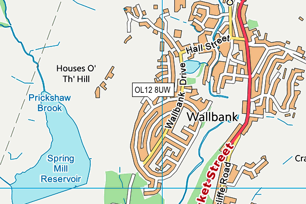 OL12 8UW map - OS VectorMap District (Ordnance Survey)