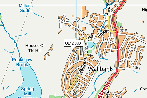 OL12 8UX map - OS VectorMap District (Ordnance Survey)