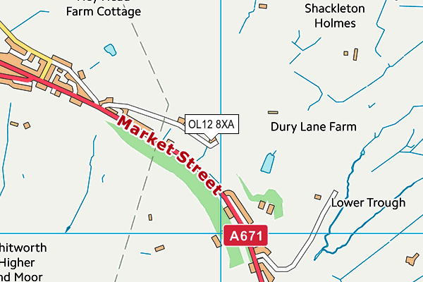 OL12 8XA map - OS VectorMap District (Ordnance Survey)