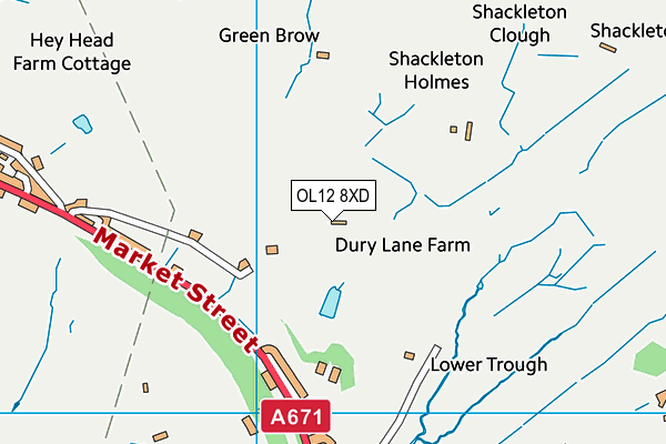 OL12 8XD map - OS VectorMap District (Ordnance Survey)