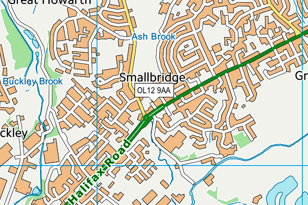 OL12 9AA map - OS VectorMap District (Ordnance Survey)