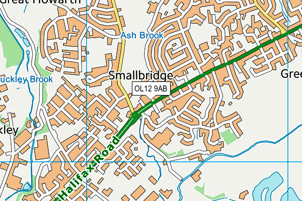 OL12 9AB map - OS VectorMap District (Ordnance Survey)