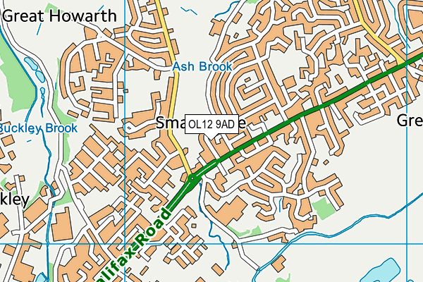 OL12 9AD map - OS VectorMap District (Ordnance Survey)