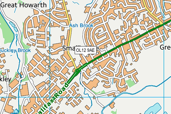 OL12 9AE map - OS VectorMap District (Ordnance Survey)