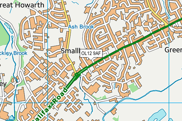 OL12 9AF map - OS VectorMap District (Ordnance Survey)