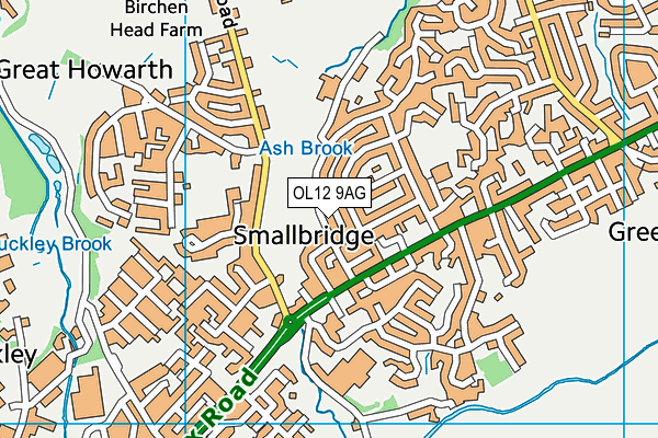 OL12 9AG map - OS VectorMap District (Ordnance Survey)