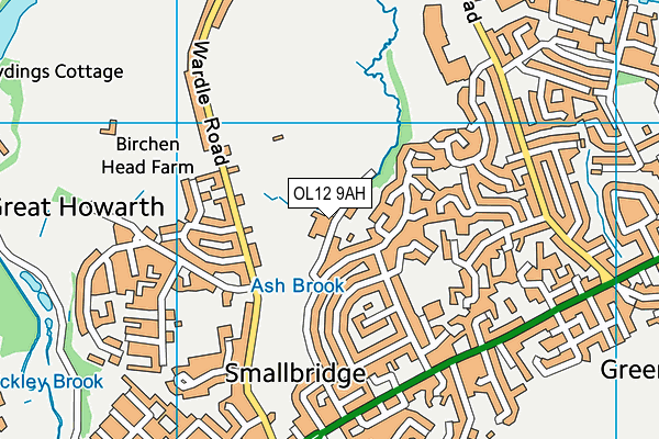 OL12 9AH map - OS VectorMap District (Ordnance Survey)