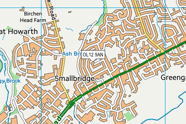 OL12 9AN map - OS VectorMap District (Ordnance Survey)