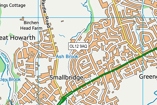 OL12 9AQ map - OS VectorMap District (Ordnance Survey)