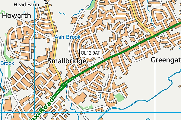 OL12 9AT map - OS VectorMap District (Ordnance Survey)