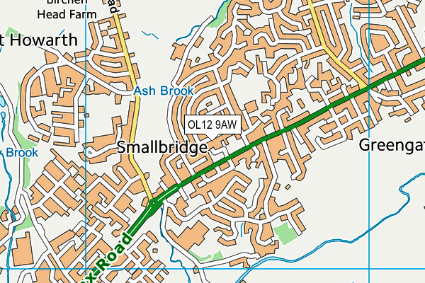 OL12 9AW map - OS VectorMap District (Ordnance Survey)