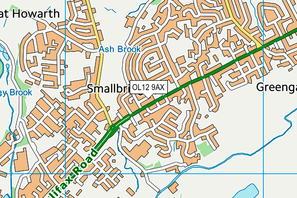 OL12 9AX map - OS VectorMap District (Ordnance Survey)