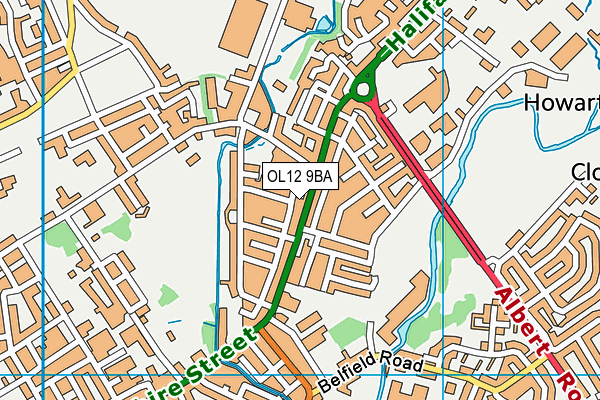 OL12 9BA map - OS VectorMap District (Ordnance Survey)