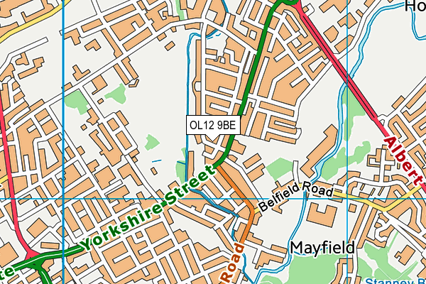 OL12 9BE map - OS VectorMap District (Ordnance Survey)