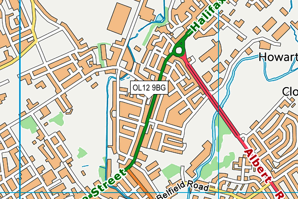 OL12 9BG map - OS VectorMap District (Ordnance Survey)